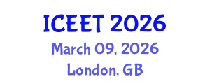 International Conference on Civil, Environmental Engineering and Technology (ICEET) March 09, 2026 - London, United Kingdom