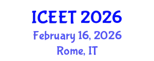 International Conference on Civil, Environmental Engineering and Technology (ICEET) February 16, 2026 - Rome, Italy