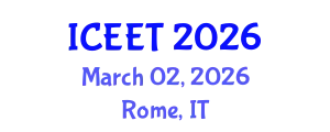 International Conference on Civil, Environmental Engineering and Technology (ICEET) March 02, 2026 - Rome, Italy