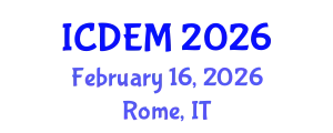 International Conference on Disaster and Emergency Management (ICDEM) February 16, 2026 - Rome, Italy