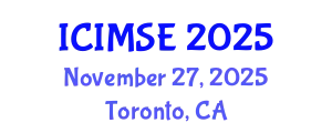 International Conference on Industrial and Manufacturing Systems Engineering (ICIMSE) November 27, 2025 - Toronto, Canada