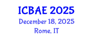 International Conference on Biosystems and Agricultural Engineering (ICBAE) December 18, 2025 - Rome, Italy