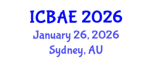 International Conference on Biological and Agricultural Engineering (ICBAE) January 26, 2026 - Sydney, Australia