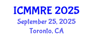 International Conference on Mechanical, Mechatronics and Robotics Engineering (ICMMRE) September 25, 2025 - Toronto, Canada