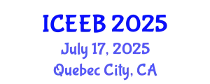 International Conference on Ecology and Environmental Biology (ICEEB) July 17, 2025 - Quebec City, Canada