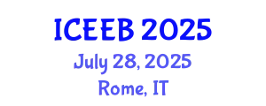 International Conference on Ecology and Environmental Biology (ICEEB) July 28, 2025 - Rome, Italy