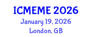 International Conference on Mechanical, Electronics and Mechatronics Engineering (ICMEME) January 19, 2026 - London, United Kingdom