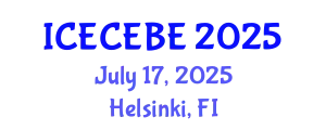 International Conference on Electrical, Computer, Electronics and Biomedical Engineering (ICECEBE) July 17, 2025 - Helsinki, Finland