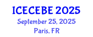International Conference on Electrical, Computer, Electronics and Biomedical Engineering (ICECEBE) September 25, 2025 - Paris, France
