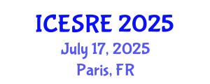 International Conference on Earth Science and Resource Engineering (ICESRE) July 17, 2025 - Paris, France