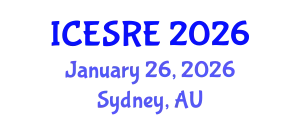 International Conference on Earth Science and Resource Engineering (ICESRE) January 26, 2026 - Sydney, Australia