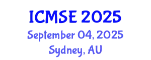 International Conference on Mechanical and Systems Engineering (ICMSE) September 04, 2025 - Sydney, Australia