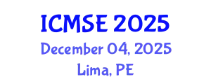 International Conference on Mechanical and Systems Engineering (ICMSE) December 04, 2025 - Lima, Peru