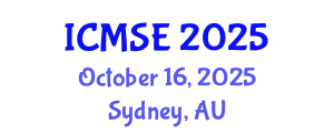 International Conference on Mechanical and Systems Engineering (ICMSE) October 16, 2025 - Sydney, Australia