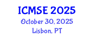 International Conference on Mechanical and Systems Engineering (ICMSE) October 30, 2025 - Lisbon, Portugal