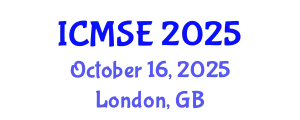 International Conference on Mechanical and Systems Engineering (ICMSE) October 16, 2025 - London, United Kingdom
