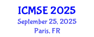 International Conference on Mechanical and Systems Engineering (ICMSE) September 25, 2025 - Paris, France