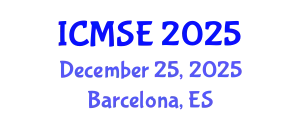 International Conference on Mechanical and Systems Engineering (ICMSE) December 25, 2025 - Barcelona, Spain