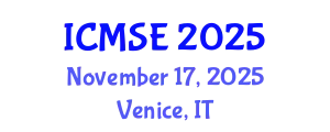 International Conference on Mechanical and Systems Engineering (ICMSE) November 17, 2025 - Venice, Italy