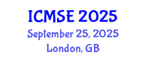 International Conference on Mechanical and Systems Engineering (ICMSE) September 25, 2025 - London, United Kingdom