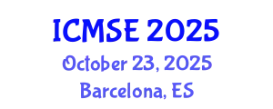 International Conference on Mechanical and Systems Engineering (ICMSE) October 23, 2025 - Barcelona, Spain