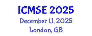 International Conference on Mechanical and Systems Engineering (ICMSE) December 11, 2025 - London, United Kingdom