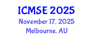 International Conference on Mechanical and Systems Engineering (ICMSE) November 17, 2025 - Melbourne, Australia