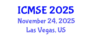 International Conference on Mechanical and Systems Engineering (ICMSE) November 24, 2025 - Las Vegas, United States