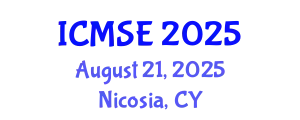 International Conference on Mechanical and Systems Engineering (ICMSE) August 21, 2025 - Nicosia, Cyprus