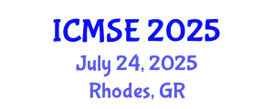 International Conference on Mechanical and Systems Engineering (ICMSE) July 24, 2025 - Rhodes, Greece