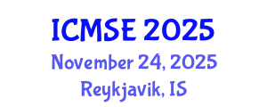 International Conference on Mechanical and Systems Engineering (ICMSE) November 24, 2025 - Reykjavik, Iceland