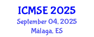 International Conference on Mechanical and Systems Engineering (ICMSE) September 04, 2025 - Málaga, Spain