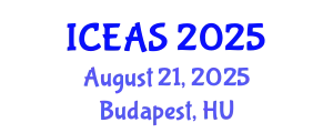 International Conference on Engineering and Applied Sciences (ICEAS) August 21, 2025 - Budapest, Hungary