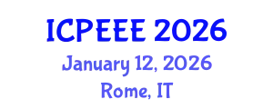 International Conference on Power, Energy and Electrical Engineering (ICPEEE) January 12, 2026 - Rome, Italy