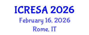 International Conference on Renewable Energy Systems and Applications (ICRESA) February 16, 2026 - Rome, Italy