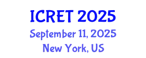 International Conference on Renewable Energy Technology (ICRET) September 11, 2025 - New York, United States