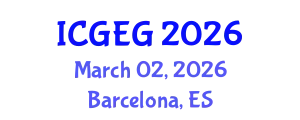 International Conference on Geotechnical Engineering and Geomechanics (ICGEG) March 02, 2026 - Barcelona, Spain