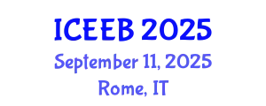 International Conference on Environment, Energy and Biotechnology (ICEEB) September 11, 2025 - Rome, Italy