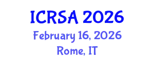 International Conference on Remote Sensing and Applications (ICRSA) February 16, 2026 - Rome, Italy