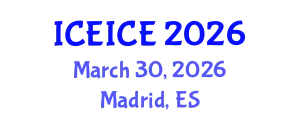 International Conference on Electrical, Instrumentation and Control Engineering (ICEICE) March 30, 2026 - Madrid, Spain