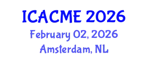 International Conference on Advanced Composites and Materials Engineering (ICACME) February 02, 2026 - Amsterdam, Netherlands