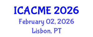 International Conference on Advanced Composites and Materials Engineering (ICACME) February 02, 2026 - Lisbon, Portugal