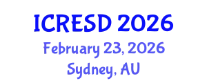 International Conference on Renewable Energy and Sustainable Development (ICRESD) February 23, 2026 - Sydney, Australia