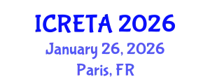 International Conference on Renewable Energy Technology and Applications (ICRETA) January 26, 2026 - Paris, France