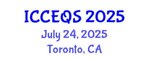 International Conference on Construction Engineering and Quantity Surveying (ICCEQS) July 24, 2025 - Toronto, Canada