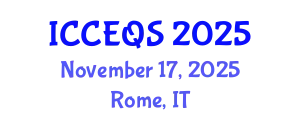 International Conference on Construction Engineering and Quantity Surveying (ICCEQS) November 17, 2025 - Rome, Italy