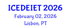 International Conference on Education, Distance Education, Instructional and Educational Technology (ICEDEIET) February 02, 2026 - Lisbon, Portugal