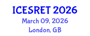 International Conference on Energy System and Renewable Energy Technologies (ICESRET) March 09, 2026 - London, United Kingdom
