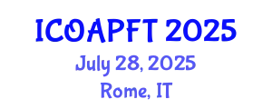 International Conference on Organic Agriculture and Poultry Farming Technologies (ICOAPFT) July 28, 2025 - Rome, Italy