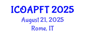 International Conference on Organic Agriculture and Poultry Farming Technologies (ICOAPFT) August 21, 2025 - Rome, Italy